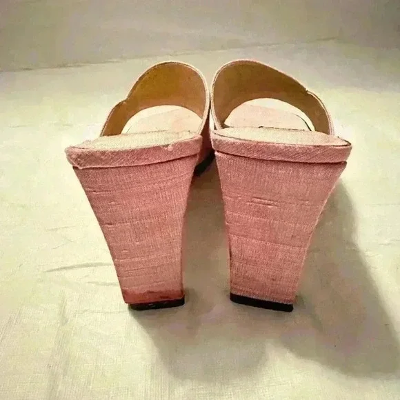 Moda Spana Rivta Pink Indian Silk Heel Sandals Sz 7 Barbie - Picture 4 of 8